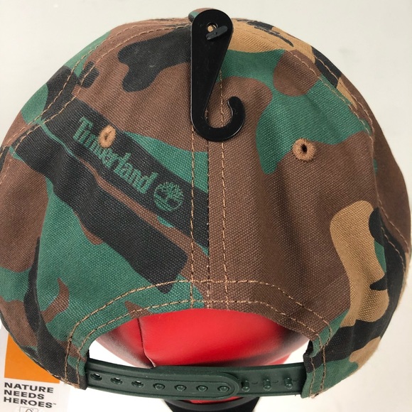 Timberland Camo Hat Cap Cotton Canvas NWT SnapBack Adjustment w Logo Camouflage - Picture 6 of 8